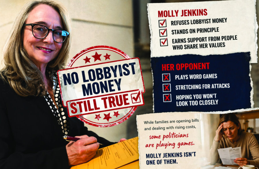 Mailer panel saying That's the gotcha and no lobbyist money still true.